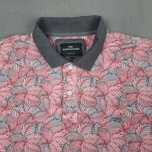 Rodd & Gunn Polo Shirt Mens Large Gray Coral Leaf Print Sports Fit Cotton Casual